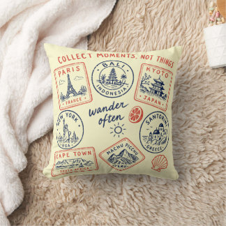 Reise-Stempel-Wurfkissen im Vintage-Stil Kissen