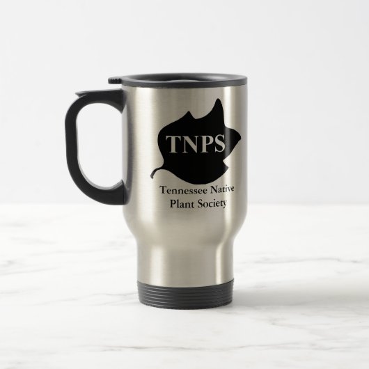 Reise-Tasse mit TNPS Pappel-Blatt-Logo Reisebecher (Links)
