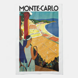 Reise, Tennis, Sport, Monte Carlo Monaco im Vintag Geschirrtuch