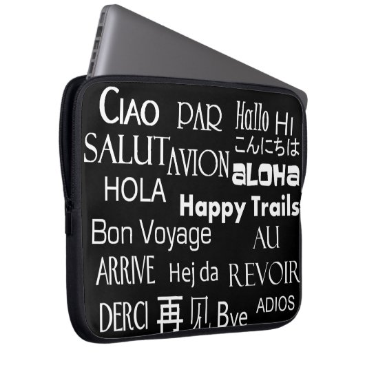 Reise-Texte Laptopschutzhülle (Vorne Rechts)