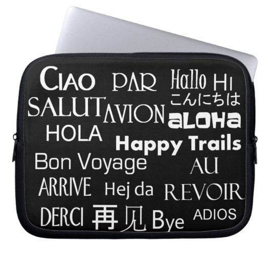 Reise-Texte Laptopschutzhülle (Vorderseite)