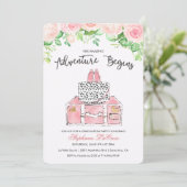 Reise-Thema Blumenladen Einladung (Stehend Vorderseite)