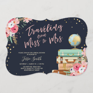 Reise Thema Brautdusche Einladung Miss zu Frau.