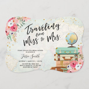 Reise Thema Brautdusche Einladung Miss zu Frau.