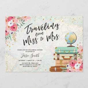 Reise Thema Brautdusche Einladung Miss zu Frau.