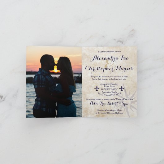 Reise-Thema gefaltete Pass-Einladung Einladung (Innenseite)