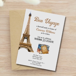 Reise-Thema Ruhestand Bon Voyage Eifelturm Einladung