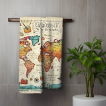 Reise themed vintage Kartenzeichnung farbenfroh