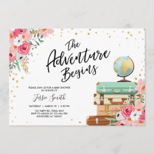 Reise-Themen-Baby-Shower-Einladung Abenteuer begin Einladung