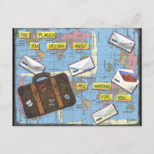 Reise Träume - Mixed Media Kunstwerk Postkarte