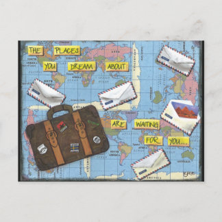 Reise Träume - Mixed Media Kunstwerk Postkarte