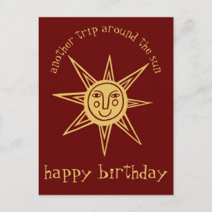 Reise um die Sonne HERZLICHEN GLÜCKWUNSCH ZUM GEBU Postkarte