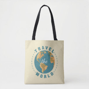 Reise um die Welt Erdkarte Urlaubskarte Vintage Gl Tasche