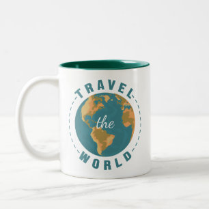 Reise um die Welt Erdkarte Urlaubskarte Vintage Gl Zweifarbige Tasse