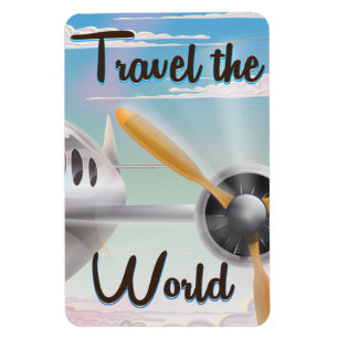 Reise um die Welt Klassisches Flugzeugposter Magnet