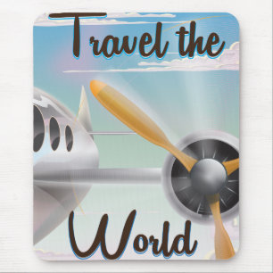Reise um die Welt Klassisches Flugzeugposter Mousepad