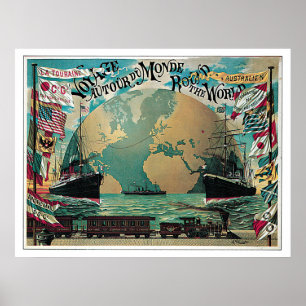 Reise um die WeltVintage Reise Poster