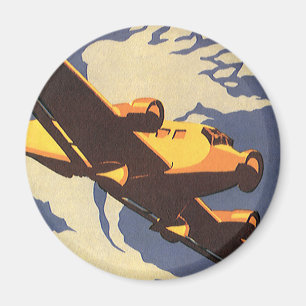 Reise und Verkehr im Vintage-Stil Flugzeug im Flug Magnet