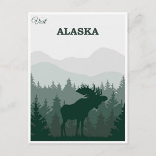 Reise Vintage Alaska Natur Elch Postkarte