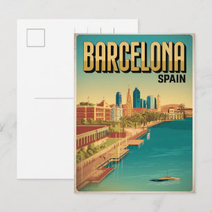 Reise Vintage Barcelona Blick Geschenke Postkarte