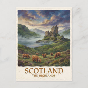 Reise-Vintage-Bild der schottischen Highlands Feiertagspostkarte
