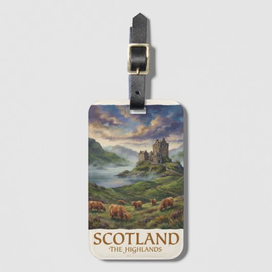 Reise-Vintage-Bild der schottischen Highlands Gepäckanhänger (Vorderseite Vertikal)