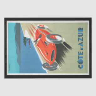 Reise-Vintage Cote d'Azur Frankreich rotes Rennwag Seidenpapier