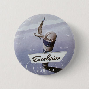 Reise Vintage Excelsior Hotel Zürich Schweiz Button