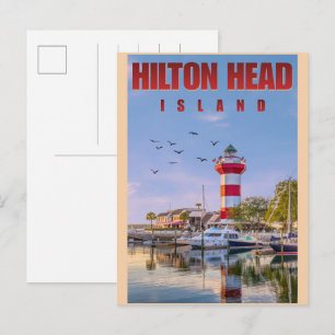 Reise-Vintage-Hilton-Head-Island-Leuchtturm-Gesche Postkarte