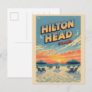 Reise-Vintage-Hilton-Head-Island-Leuchtturmgesehen Postkarte