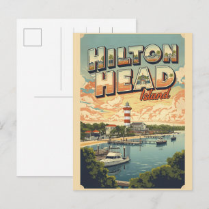 Reise-Vintage-Hilton-Head-Island-Leuchtturmgesehen Postkarte