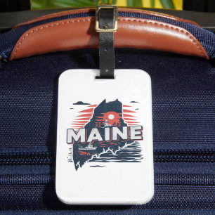 Reise Vintage-Karte des US-Bundesstaates Maine Gepäckanhänger