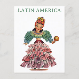 Reise vintage Lateinamerika Frau Postkarte