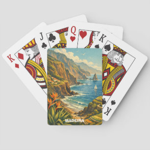 Reise Vintage Madeira Portugal Küstenklippen Spielkarten