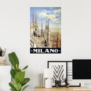 Reise Vintage Mailand Italien gotische Kathedrale  Poster