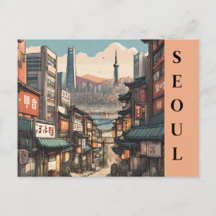 Reise Vintage Seoul Südkorea asiatische Stadtlands Postkarte