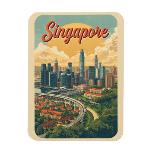 Reise Vintage Singapur Gärten am Meer Geschenke Magnet