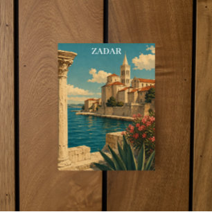 Reise Vintage Zadar Kroatien Adria Küste Postkarte