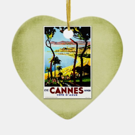 Reise-Vintages Plakat Cannes Frankreich Keramik Ornament (Vorne)