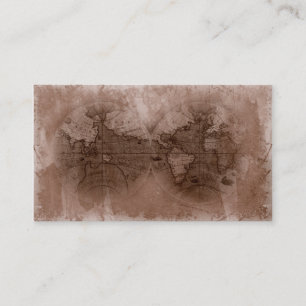 Reise-Visitenkarte-Antiken-Weltkarte-Kugelbraun Visitenkarte