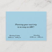 Reise-Visitenkarte Visitenkarte (Rückseite)