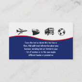 Reise-Visitenkarten Visitenkarte (Rückseite)