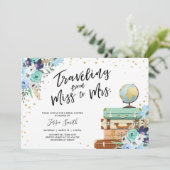 Reise von Frau Floral zum Brautparty Einladung (Stehend Vorderseite)
