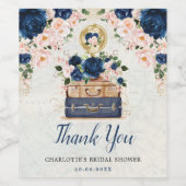 Reise von Frau Navy Blush Brautparty Weinetikett (Einzelnes Label)