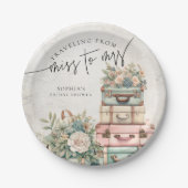 Reise von Frau Vintag Floral Brautparty Pappteller (Vorderseite)