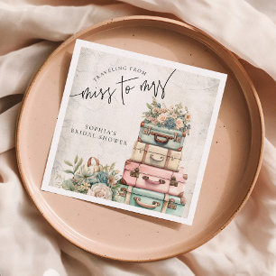 Reise von Frau Vintag Floral Brautparty Serviette