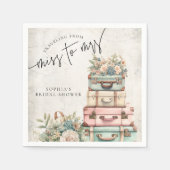 Reise von Frau Vintag Floral Brautparty Serviette (Vorderseite)