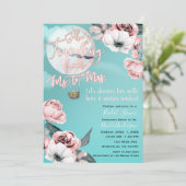 Reise von Frau zu Frau Brautparty Aquamarin rosa Einladung (Stehend Vorderseite)