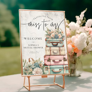 Reise von Fräulein zu Frau Vintage Floral Brautpar Poster