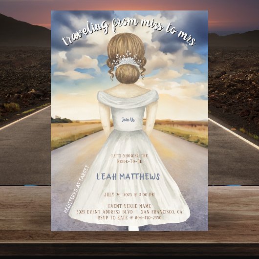 Reise von Miss nach Brautparty Einladung